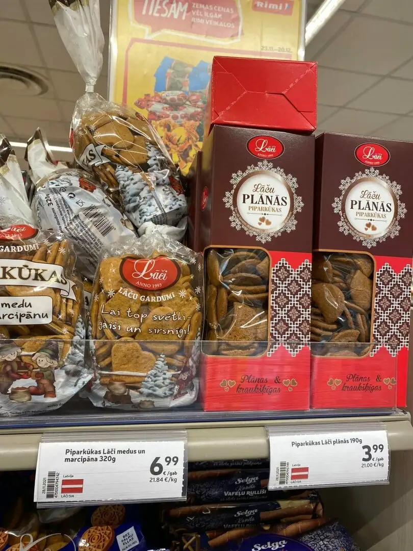 Novembrī un decembra sākumā «Rimi» veikalos pārdotas 129 tonnas piparkūku un 353 tonnas mandarīnu