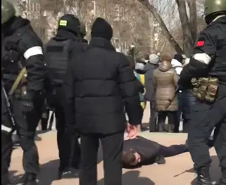 В Бердянске участников митинга за единство Украины избили люди в военной форме