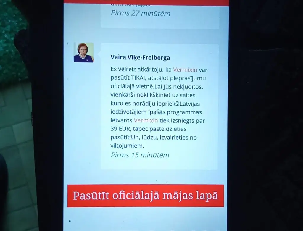 Вайра Вике-Фрейберга рекламирует препарат от паразитов? Мошенники под чужой личиной