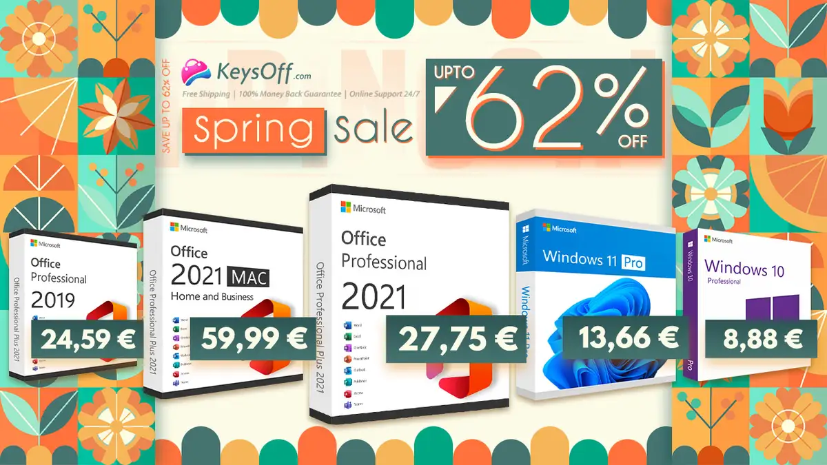 Весенняя распродажа! Получите пожизненную лицензию Office 2021 Pro за 27,75 €
