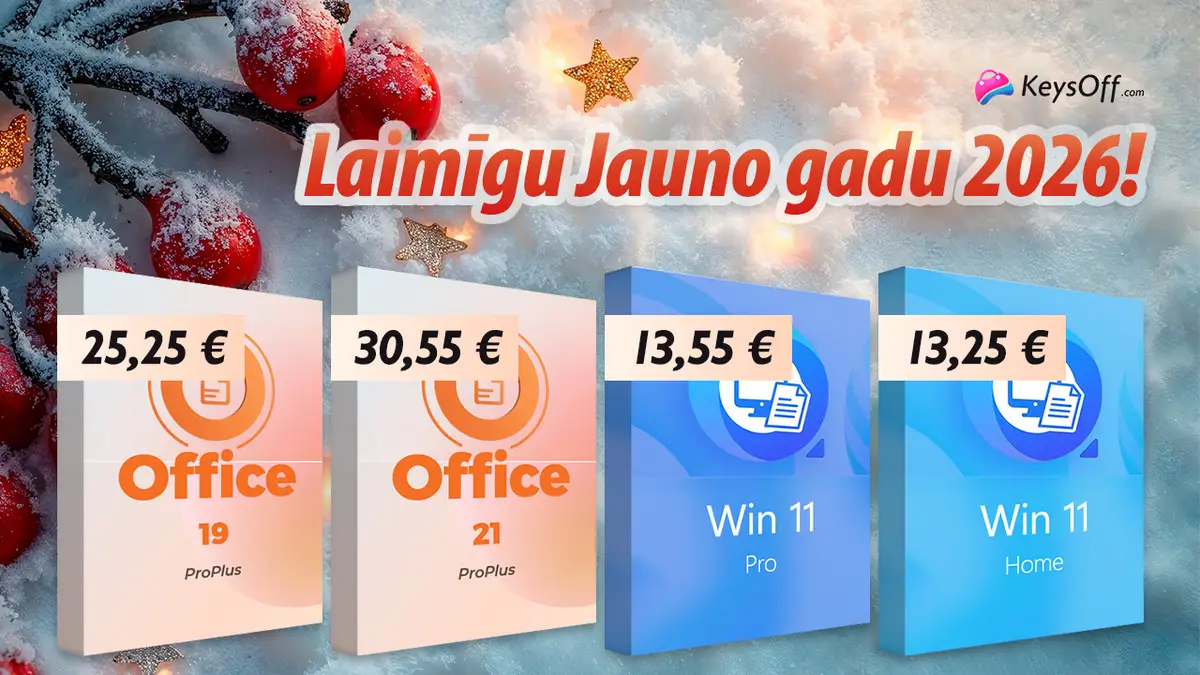 Умный подарок: заплатите 30,55 евро за пожизненную лицензию Office 2021 Pro! Получите дешевый MS Keysoff 2026 в новогодней распродаже!
