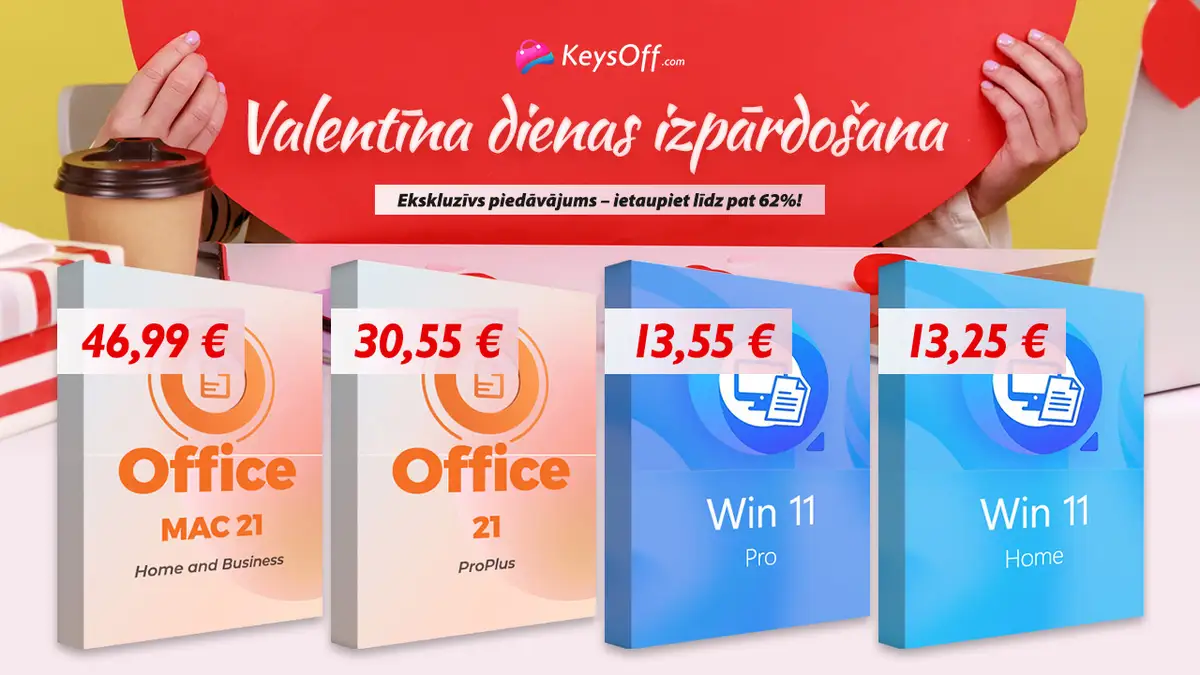 Специальные предложения ко Дню святого Валентина! Приобретите MS Office 2021 Pro и Win 11 Pro всего за 13 €! Один платеж, чтобы пользоваться всю жизнь!