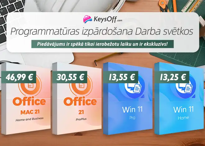 Сэкономьте более 90% на пожизненной лицензии Office 2021 Pro (30,55 €) и Windows 11 Pro (13,55 €) в рамках праздничной распродажи Keysoff!