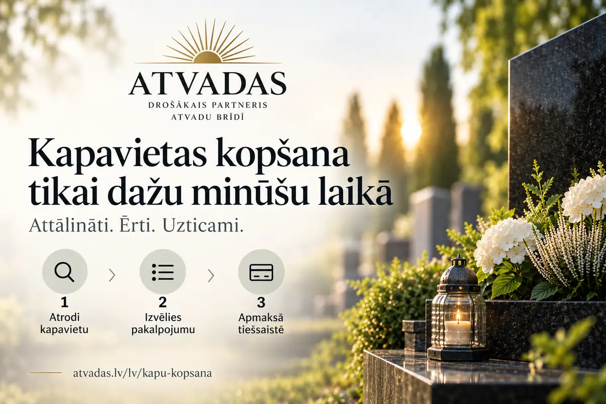 Jauns digitāls serviss ļauj divu minūšu laikā pilnībā tiešsaistē pasūtīt kapavietas kopšanu