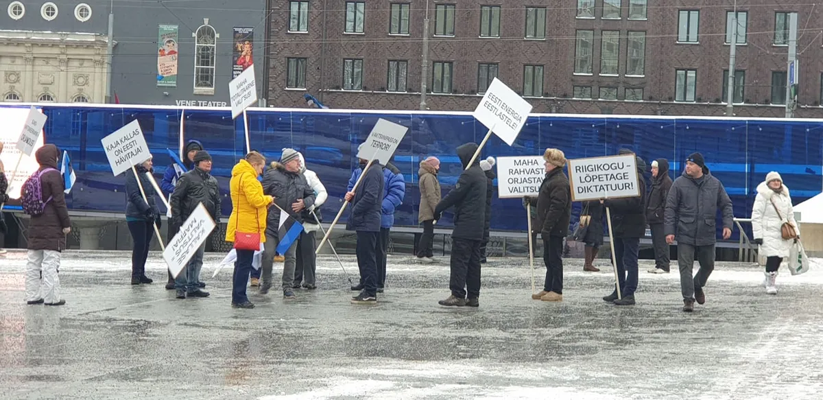 В Таллине эстонцы протестуют против повышения цен на электроэнергию (фото)