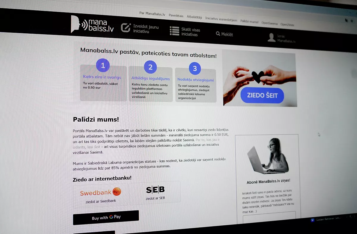 Par «Manabalss» pastāvīgu finansēšanu no valsts puses savāktas mazāk nekā 2500 balsis