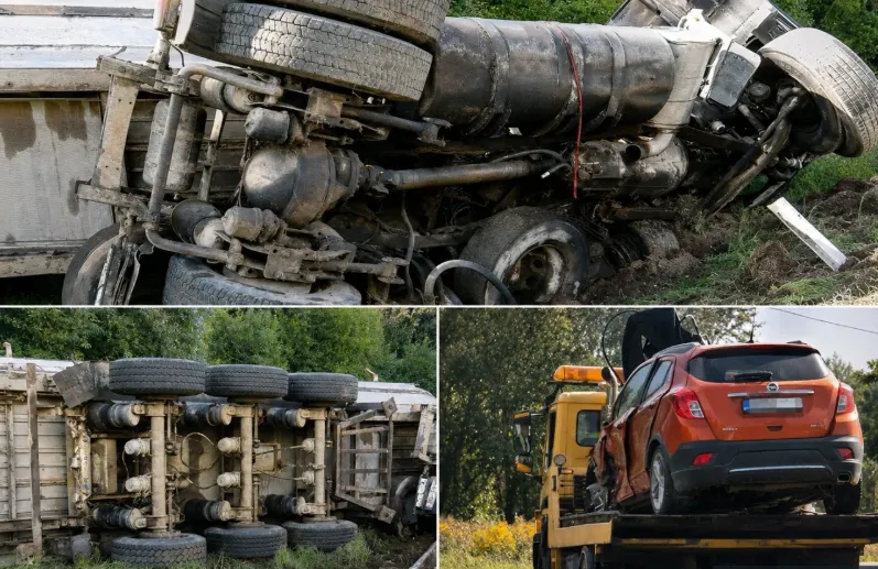 Фура опрокинулась после столкновения с Opel: обоих водителей увезли в больницу