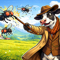 В Австрии корова научилась гонять мух палкой