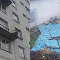 Ветер оторвал балкон с имантской многоэтажки: и кто оплатит ремонт?