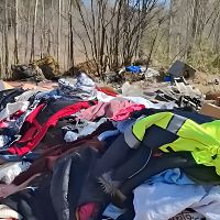 «Всё у нас есть — кроме мозгов!» Люди шокированы наглой свалкой одежды в лесу (ВИДЕО)