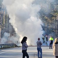 На Таллинском шоссе горит автомобиль: заблокировано движение в обоих направлениях