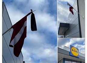 «Какое неуважение!» 25 марта на флаге возле магазина «Lidl» повесили черный мусорный пакет: идет расследование