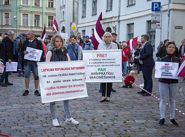 Rīgas pašvaldībā šodien saņemti deviņi pieteikumi piketu pret obligātu vakcināciju rīkošanai galvaspilsētā