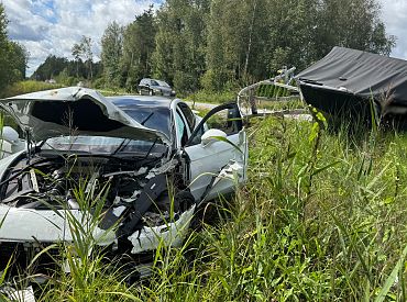 Под Ропажи виновник аварии сбежал в лес и бросил в машине детей