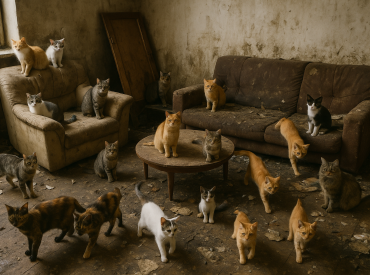 В Саркандаугаве спасли 23 кошки. Они погибали от антисанитарии