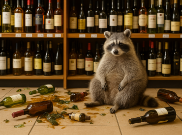 В алкогольном аутлете устроил погром пьяный.. енот