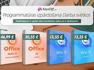 Сэкономьте более 90% на пожизненной лицензии Office 2021 Pro (30,55 €) и Windows 11 Pro (13,55 €) в рамках праздничной распродажи Keysoff!