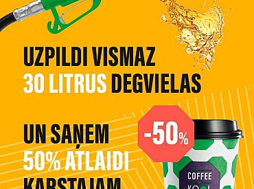 “KOOL Latvija” svētku piedāvājums: uzpildi degvielu un saņem 50% atlaidi karstajiem dzērieniem