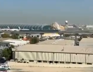 Самолёт airBaltic едва успел взлететь, как на аэродром Дубая рухнул беспилотник (ВИДЕО)