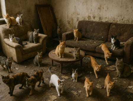 В Саркандаугаве спасли 23 кошки. Они погибали от антисанитарии