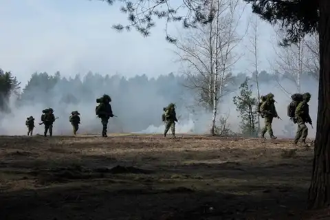 На Адажском военном полигоне возник пожар