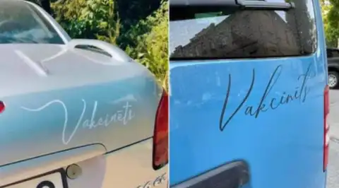 «Мода требует жертв»: в Латвии уже продают наклейки для автомобилей «Vakcinēts»