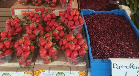 Весна пришла? На Рижском центральном рынке появилась клубника