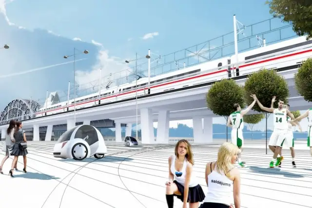 Новый мост Rail Baltica протекает во время дождя