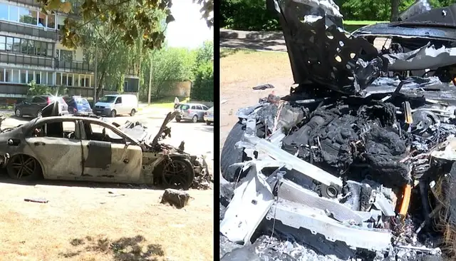 Акт мести? Во дворе Чекуркалнса сгорела машина