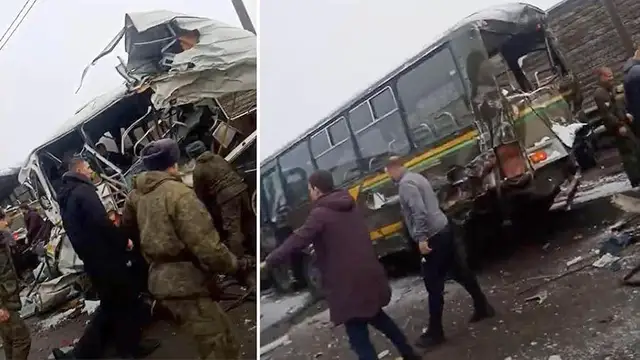 Тяжелейшая авария на Новорижском шоссе: колонну военных автобусов протаранил самосвал