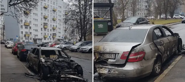 Сегодня ночью в Иманте прямо под окнами дома сожгли автомобиль (ВИДЕО)