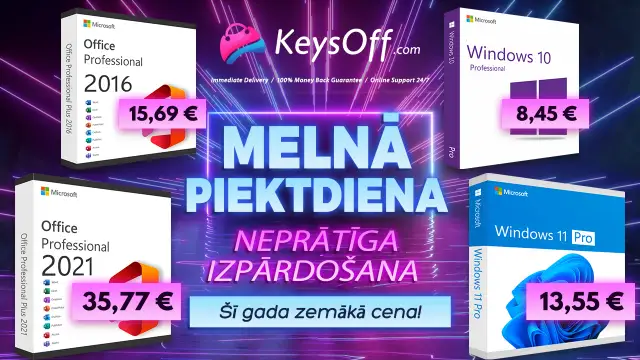 Melnās piektdienas programmatūru izpārdošana: Windows 11 Pro atslēga tikai par 13,55 EUR