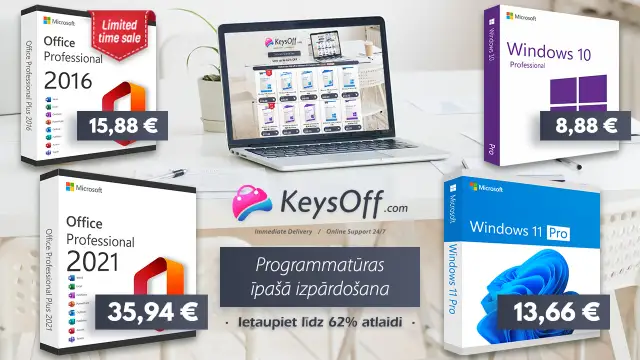 Keysoff Microsoft atlaides izpārdošana: jauniniet uz jaunāko Windows 11 Pro par 13,66 €