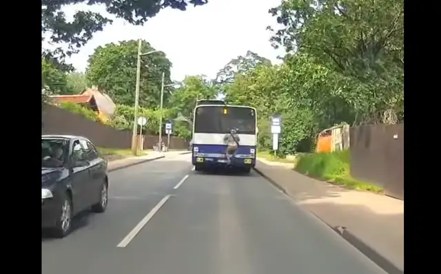 Не только на электричках: подростки цепляются за рижские автобусы