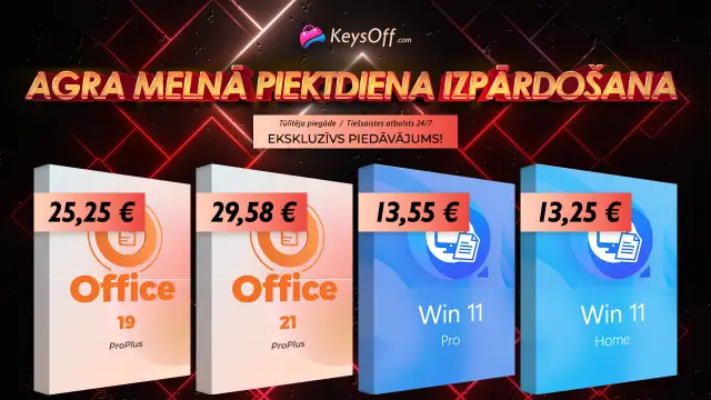 Palieliniet savu produktivitāti ar Office 2021 Pro licencēm par Melnās piektdienas cenām! Lietošana uz mūžu tikai par 29,58 €!