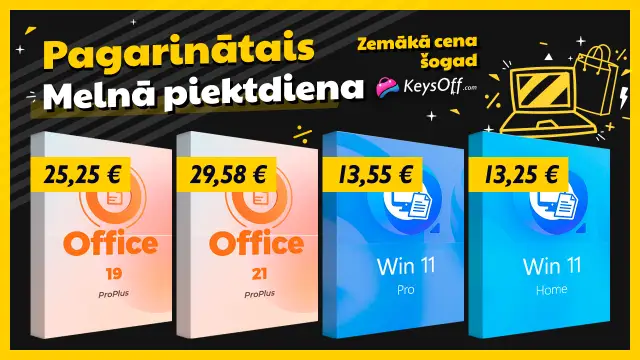 Keysoff Black Friday pagarinātā izpārdošana: oriģinālais Windows 11 un MS Office 2021 sākot no tikai 13€ – labākā cena 2025. gadā!