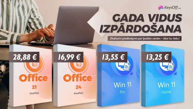 Lifetime Office 2024 Pro par 16,99 € un Windows 11 Pro par 13,55 € Keysoff Mid-Year Mega izpārdošanā