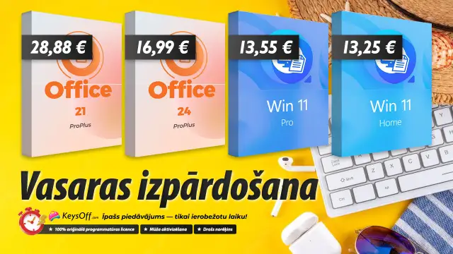 Keysoff vasaras izpārdošana: Office 2024 Pro par 16,99 € – samaksā vienreiz, lieto mūžīgi