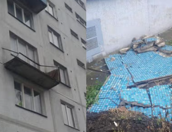Ветер оторвал балкон с имантской многоэтажки: и кто оплатит ремонт?